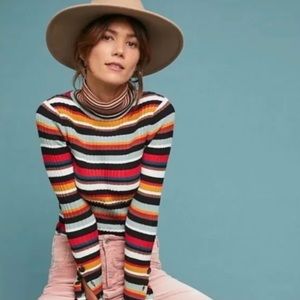 Moth by Anthropologie Turtleneck Multi-colored stripe, Size Small